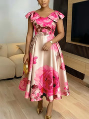 African Dresses for Women Elegant 2026 Dashiki Spring Summer Midi Dress