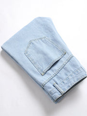 Holes Men Jeans Ankle Length Pants Denim Skinny Ripped Solid Vintage Wash Distressed Slim Fit Pockets 2024 High Street