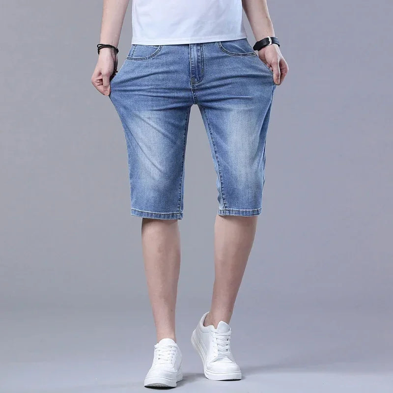 2024 New in Men's Stretch Short Jeans Fashion Casual Slim Fit Summer  High Quality