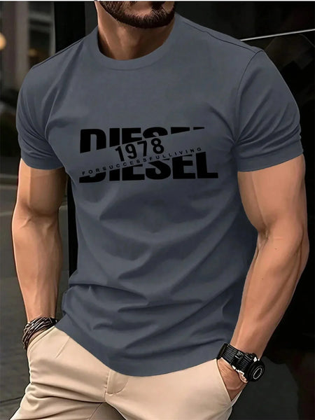 Streetwear 3D Letter Print Men's Summer T-Shirt, Suitable for Everyday Casual and Sportswear. .