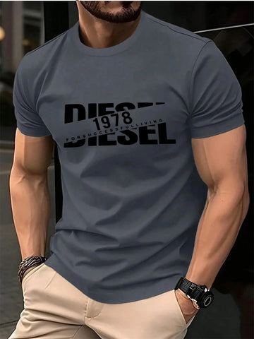 Streetwear 3D Letter Print Men's Summer T-Shirt, Suitable for Everyday Casual and Sportswear. Quick-Drying and Breathable Top.