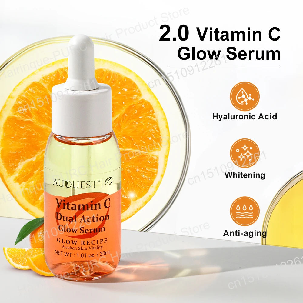 Vitamin C Whitening Serum Face Hyaluronic Acid Dark Spot Remover  Brightening Glowing Essence Anti-aging Serum Facial Skin Care