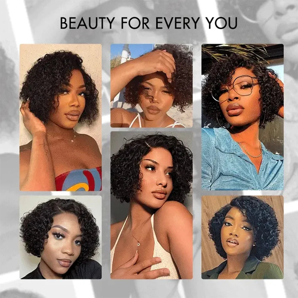 Short Kinky Curly Human Hair Bundles With Closure 100% Unprocessed Hair Weft Extensions Tissage Humain Hair Natural Remy Hair
