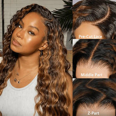 Highlight Ombre Lace Front Wig 40 Inch Curly Wigs 13x6 13x4 Hd Lace Frontal Water Wave Human Hair Wigs 1B/30 Colored Deep Wave