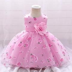 Toddler White Flower Baptism Dress For Baby Girls Newborn First 1st Birthday Party Flower Lace Wedding Dresses Christening Gown