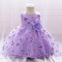 Toddler White Flower Baptism Dress For Baby Girls Newborn First 1st Birthday Party Flower Lace Wedding Dresses Christening Gown