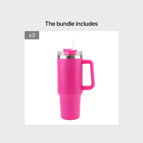 [Reusable Vacuum Tumbler] 1pc 40oz Tumbler With Handle Straw Lid, Reusable Vacuum Tumbler With Straw, Double-Layer Stainless Steel Vacuum Cup, Handy Cup