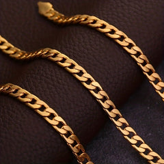 2pcs 2-Piece Men's 18K Gold Plated Necklace & Bracelet Set