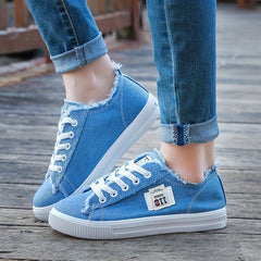 Women'S Casual Round Toe Solid Color Canvas Shoes, Small White,