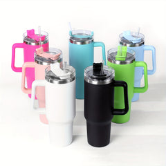 [Reusable Vacuum Tumbler] 1pc 40oz Tumbler With Handle Straw Lid, ReusableSteep