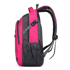 Bright Pink Casual Sports Backpack - Trendy Large Capacity Adjustable Travel Bag with Multiple Compartments, Durable Oxford Material, Perfect for Outdoor Adventures & Daily Use