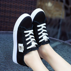 Women'S Casual Round Toe Solid Color Canvas Shoes, Small White,