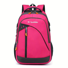 Bright Pink Casual Sports Backpack - Trendy Large Capacity Adjustable Travel Bag with Multiple Compartments, Durable Oxford Material, Perfect for Outdoor Adventures & Daily Use