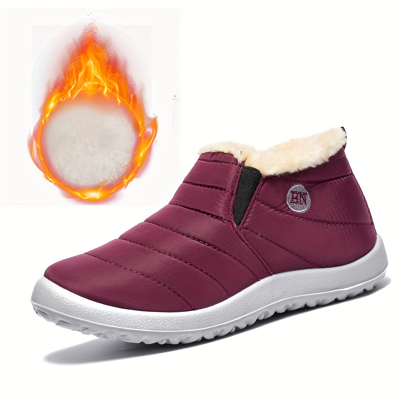 Women'S Winter Snow Boots, Warm And Plush, Short Boots, Shoes, Thickened, Flat-Soled Footwear.
