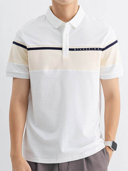 Men's Plus Size Color Block Polo Shirt