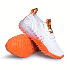 [Couple's Striped Sports Shoes] Breathable Couple's Striped Low Top Lace Up Casual Sports Shoes | EVA and Fabric Insole, Rubber and Plastic Sole, with Random Logo Letter Cutting, for Spring