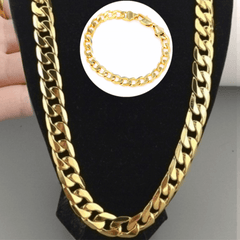 2pcs 2-Piece Men's 18K Gold Plated Necklace & Bracelet Set