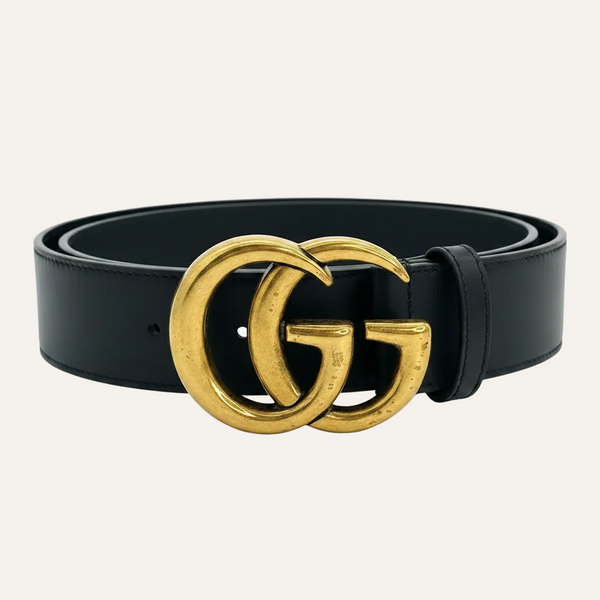 GUCCI- Leather GG Marmont Wide Belt