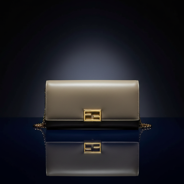 FENDI  Calfskin Baguette Continental Chain Wall