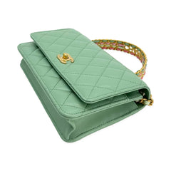 CHANEL  Quilted Lambskin Logo Top Handle Wallet on Chain