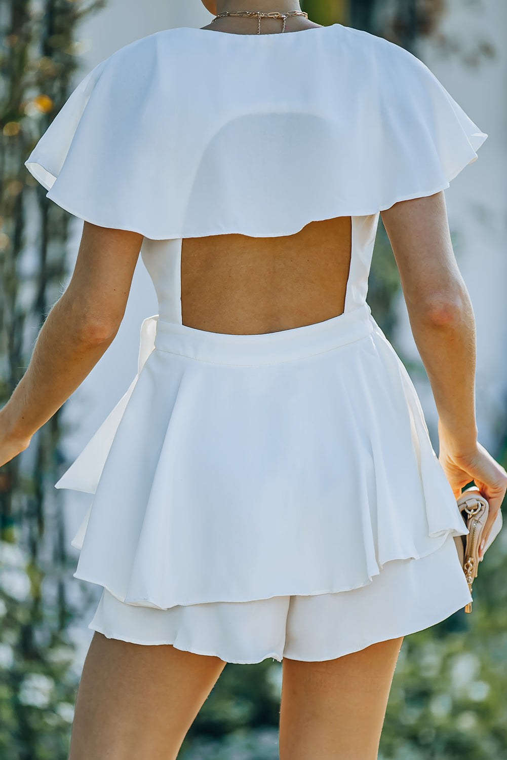 Tie-Waist Surplice Layered Romper - Women & Men Fashion Store | JL Fashion Store