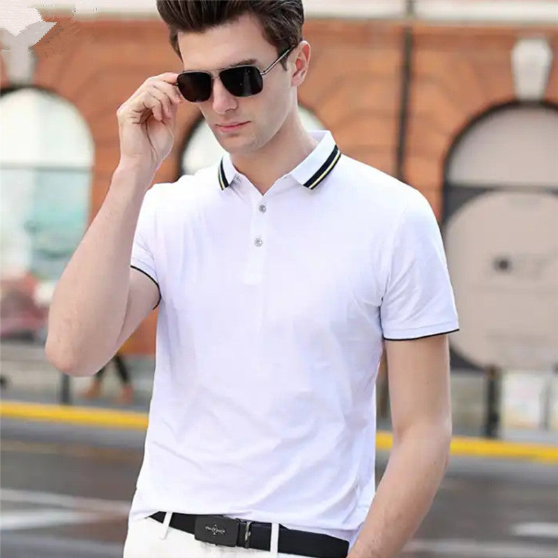 Short-sleeved T-shirt Men's Summer Thin Ice Mercerized Cotton Solid Color Fashion