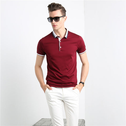 Short-sleeved T-shirt Men's Summer Thin Ice Mercerized Cotton Solid Color Fashion