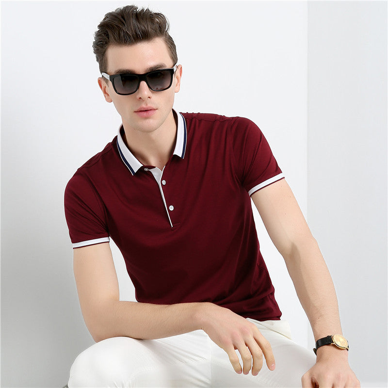 Short-sleeved T-shirt Men's Summer Thin Ice Mercerized Cotton Solid Color Fashion