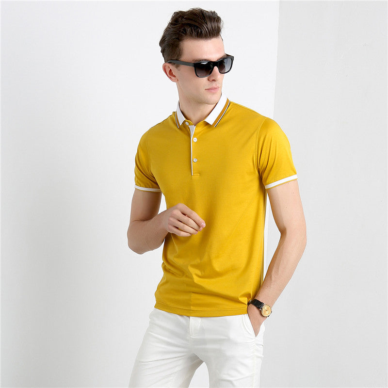 Short-sleeved T-shirt Men's Summer Thin Ice Mercerized Cotton Solid Color Fashion