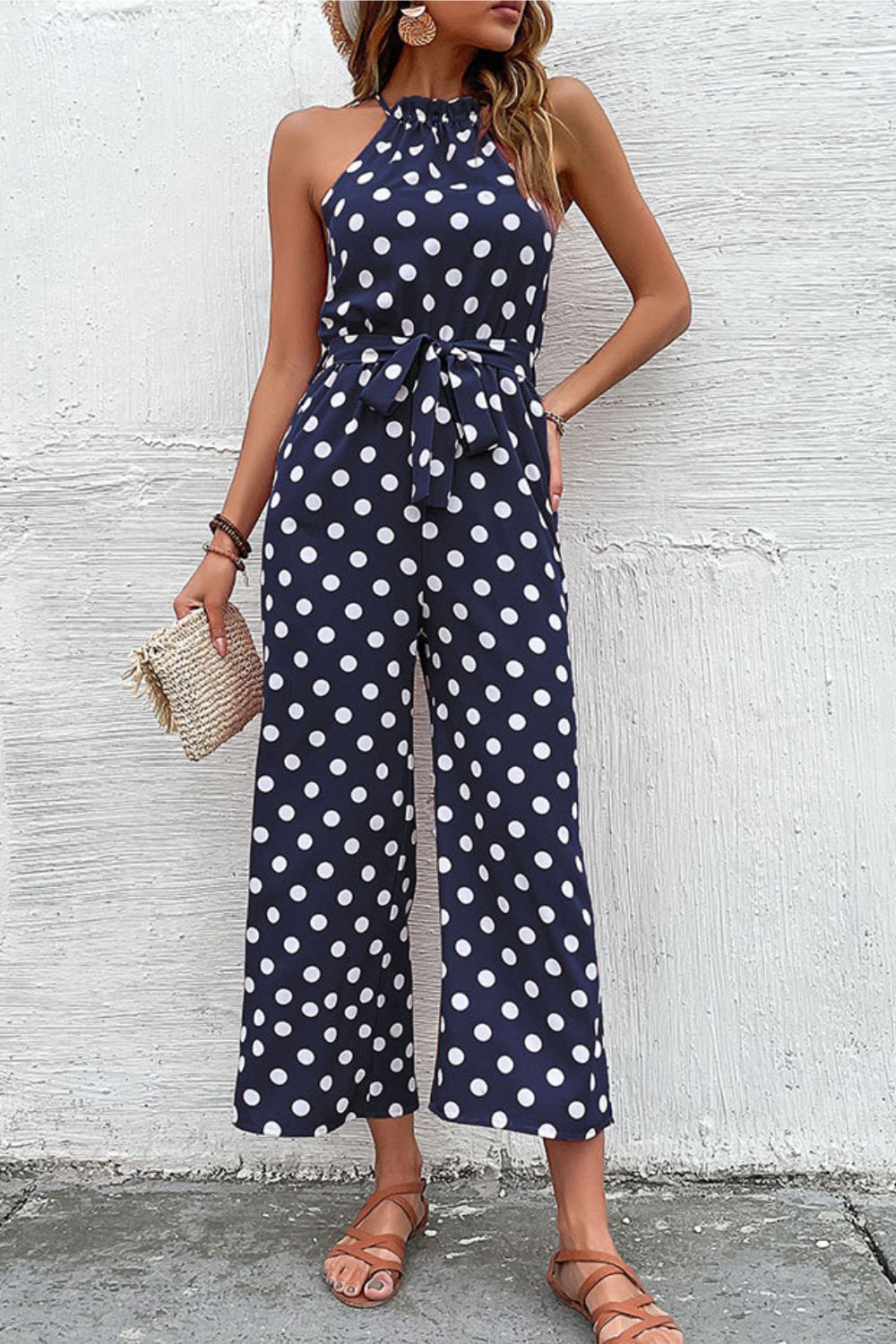 Polka Dot Grecian Wide Leg Jumpsuit - Women & Men Fashion Store | JL Fashion Store