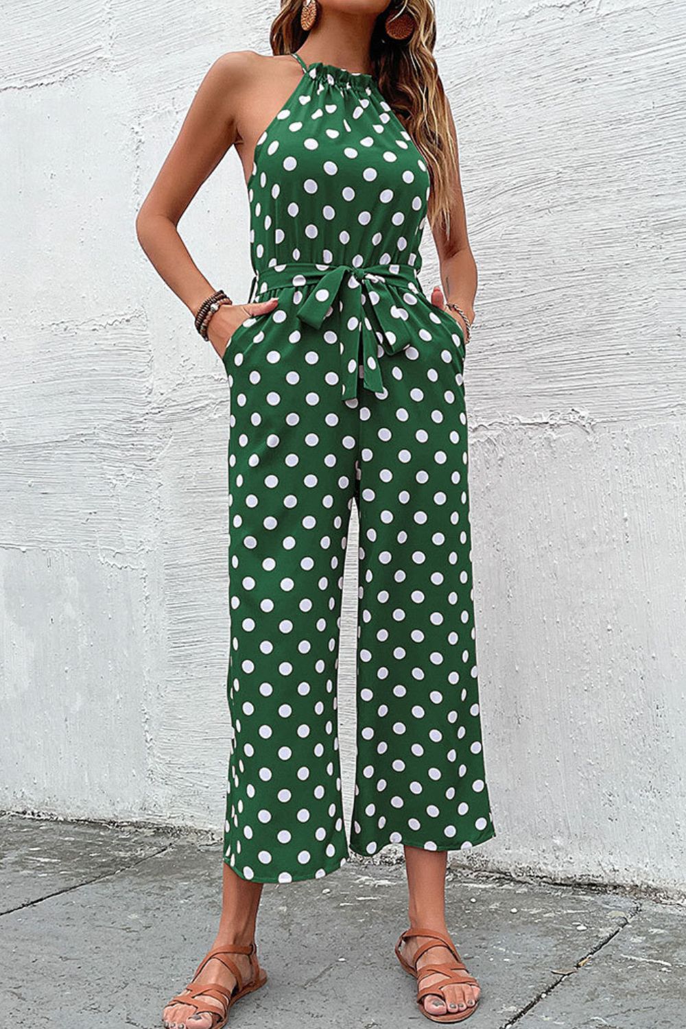 Polka Dot Grecian Wide Leg Jumpsuit - Women & Men Fashion Store | JL Fashion Store