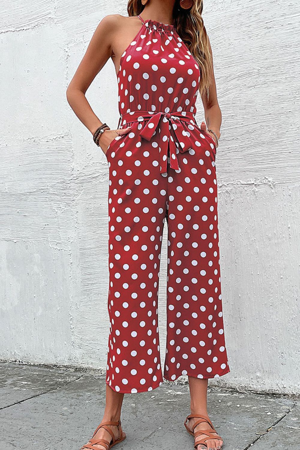 Polka Dot Grecian Wide Leg Jumpsuit - Women & Men Fashion Store | JL Fashion Store