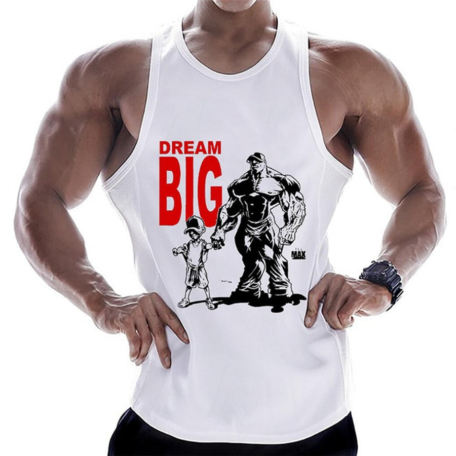Casual Printed Tank Tops Men Bodybuilding Sleeveless Shirt Cotton Gym Fitness Workout Clothes Stringer Singlet Male Summer Vest