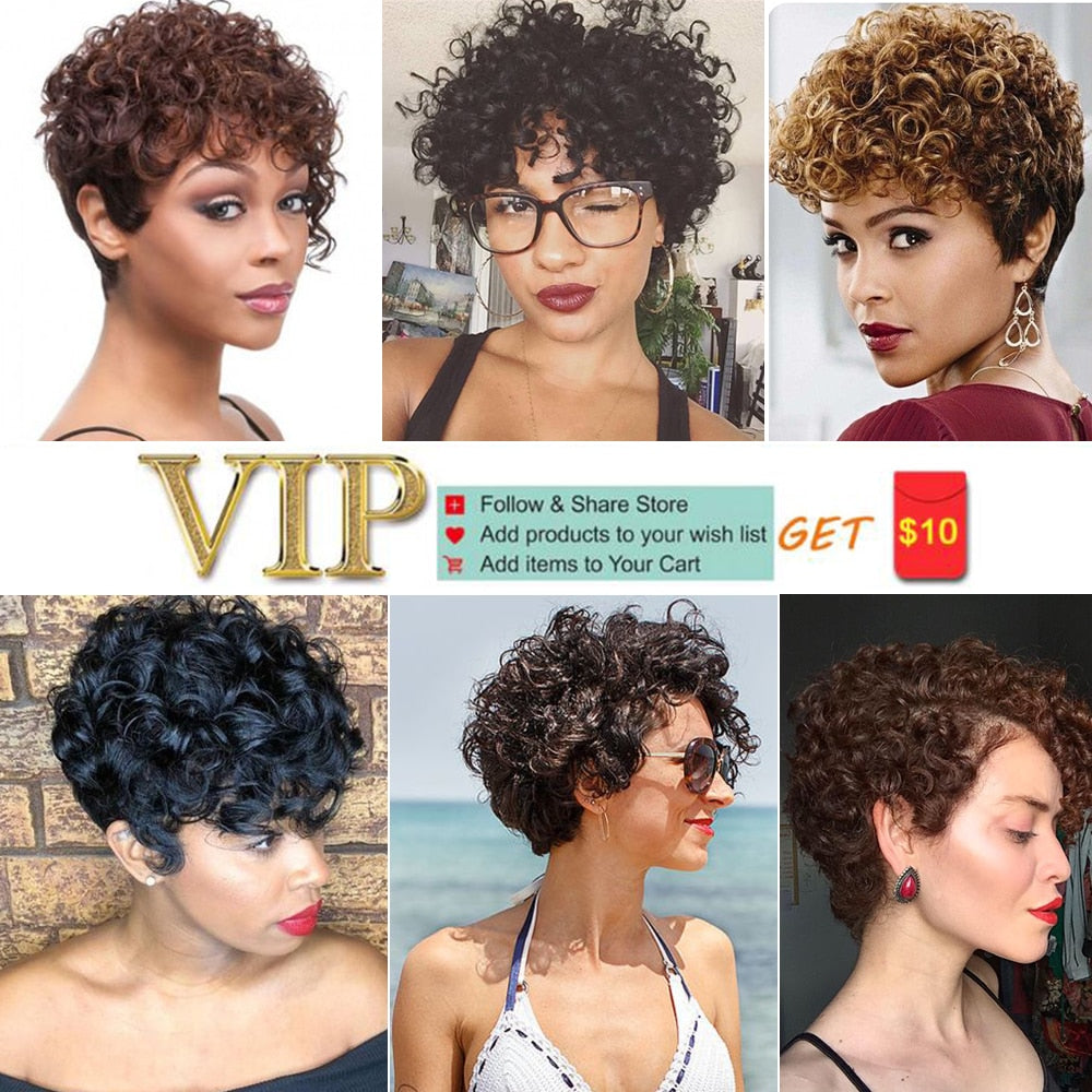 Uneed Short Curly Bob Wig Brazilian Curly Human Hair Wigs For Women Natural Black Non Remy Hair 130% Density Jerry Curl Wigs