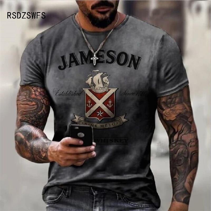 Summer Men&#39;s T-Shirt Street Personalized Fashion Blue LetterPrint  3D Clothes Large Size Mens