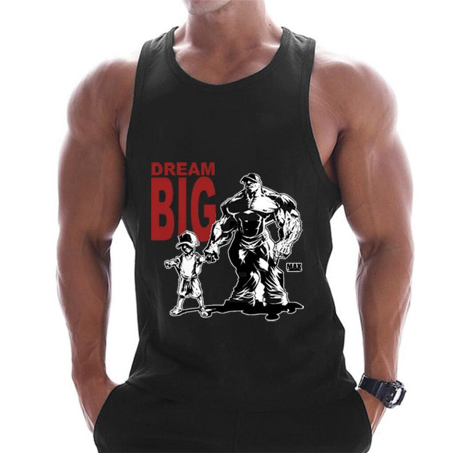 Casual Printed Tank Tops Men Bodybuilding Sleeveless Shirt Cotton Gym Fitness Workout Clothes Stringer Singlet Male Summer Vest