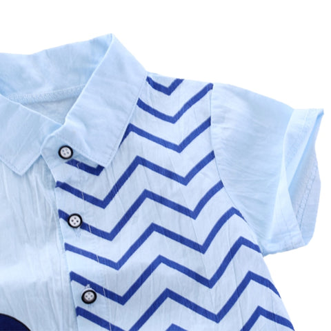 Summer Toddler Baby Boy Clothes Cute Dinosaur Tops Short Blue Pants 2Pcs Oitfits Cotton Printed Short Sleeve Casual Clothes Set