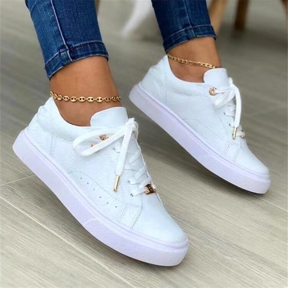 Women&#39;s Sports Shoes 2023 Spring New Breathable Ladies Lace Up Casual Vulcanized Shoes Running Walking Trendy Sneakers 36-43