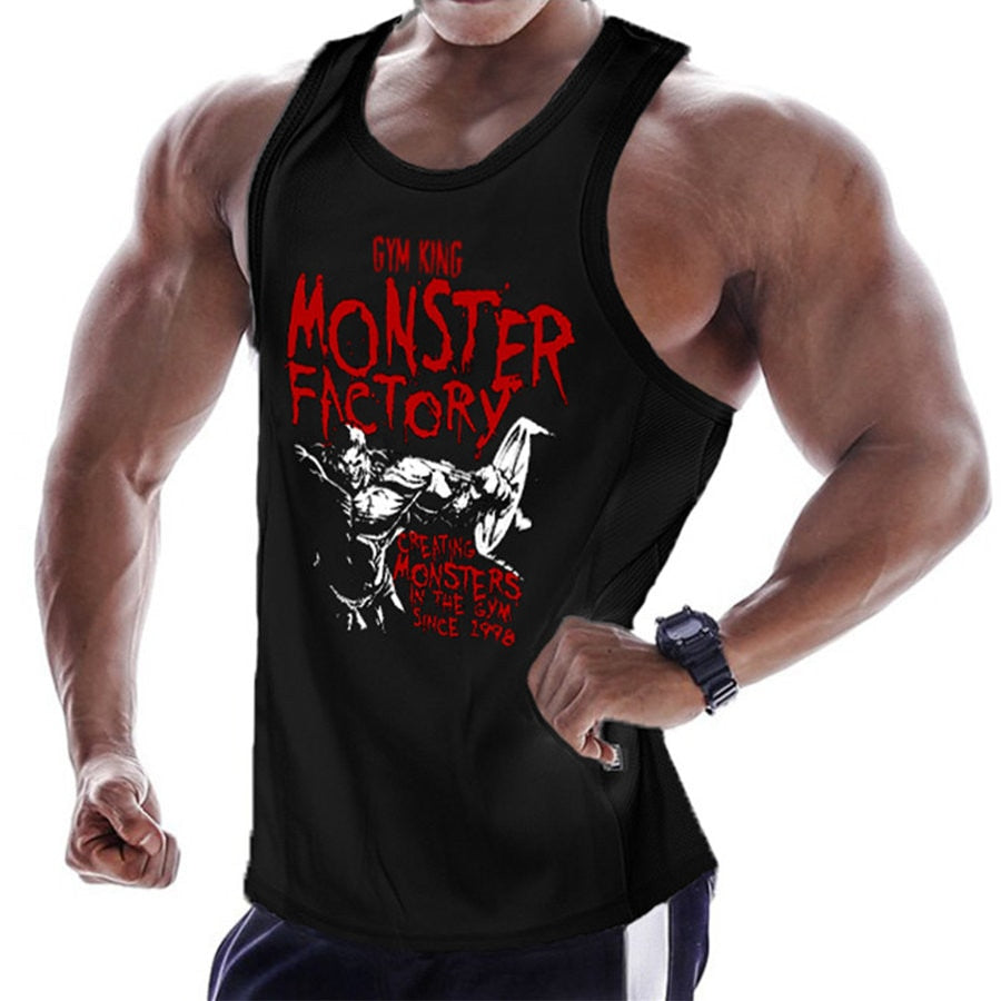 Casual Printed Tank Tops Men Bodybuilding Sleeveless Shirt Cotton Gym Fitness Workout Clothes Stringer Singlet Male Summer Vest