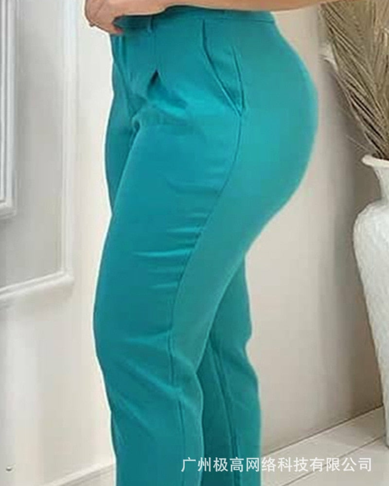Women's 2021 new summer blue casual suit