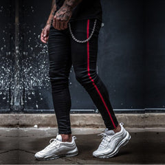 Skinny Jeans Men Hip Hop striped  elastic slim fit Denim
