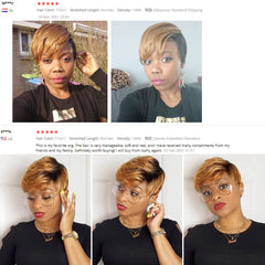 VIP Short Pixie Cut Wig Cheap Human Hair Wigs Straight Bob Wigs With Bangs Full Machine Human Hair for Black Women Black &amp; Ombre