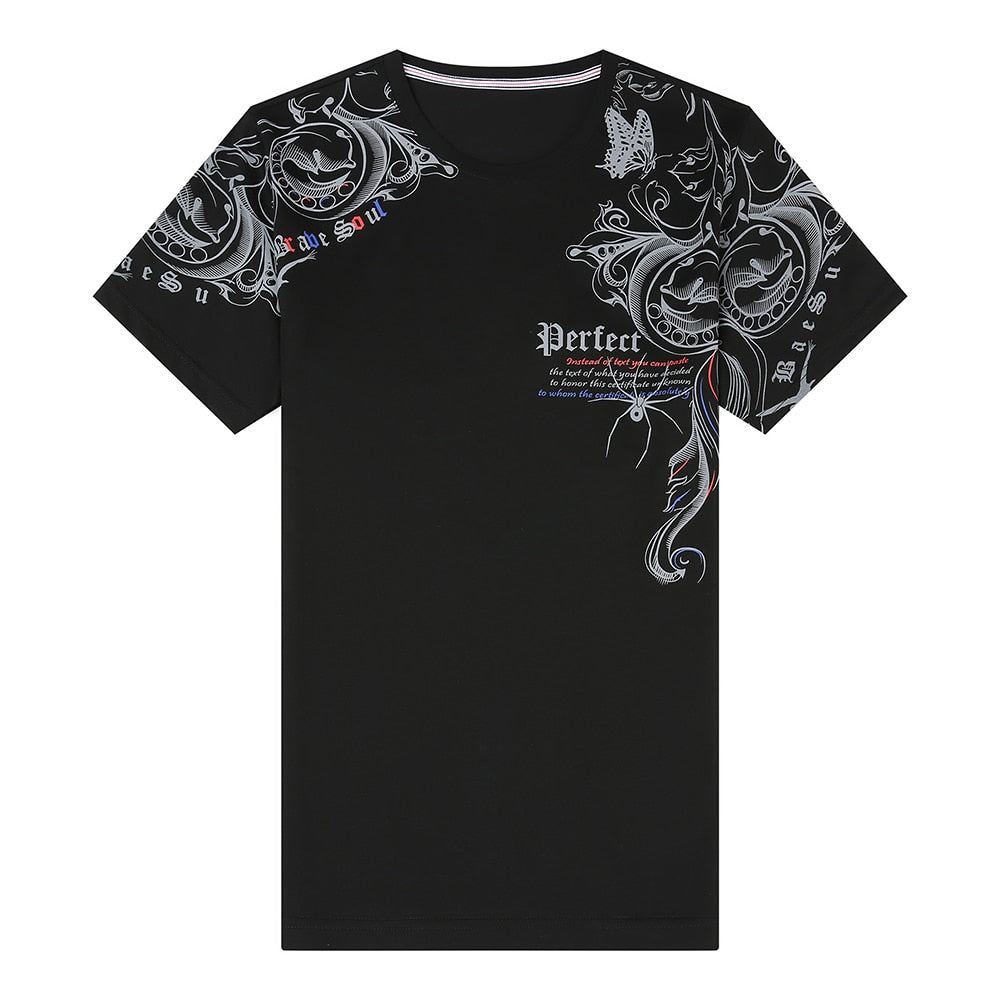 Top Quality Mercerized Cotton Summer Print New Brand Tops O Neck t Shirt Men 2023 Short Sleeve Casual Fashion Mens Clothing