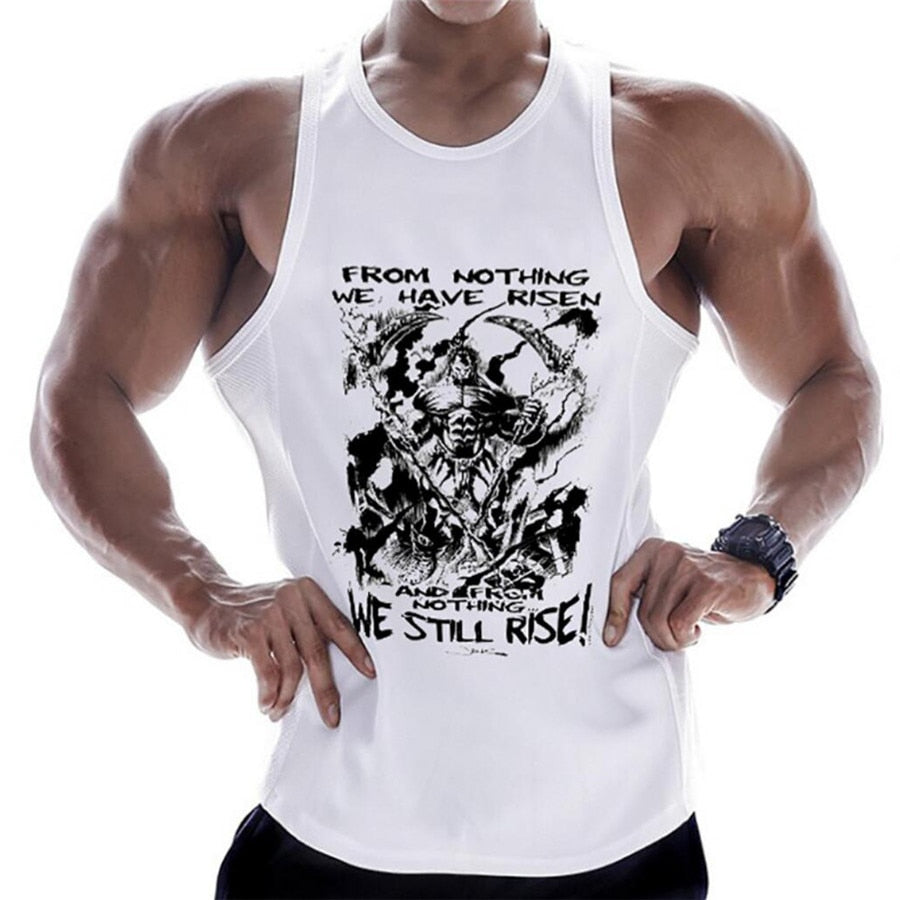 Casual Printed Tank Tops Men Bodybuilding Sleeveless Shirt Cotton Gym Fitness Workout Clothes Stringer Singlet Male Summer Vest