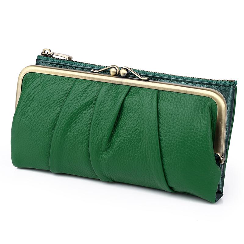 Unishow Genuine Leather Women Wallet Long Clip Women Purse Clutch Brand Designer Cow Leather Ladies Wallet Female Phone Purse