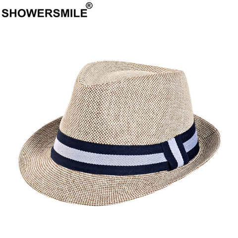 SHOWERSMILE grey jazz Hats men classic patchwork