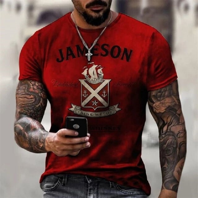 Summer Men&#39;s T-Shirt Street Personalized Fashion Blue LetterPrint  3D Clothes Large Size Mens