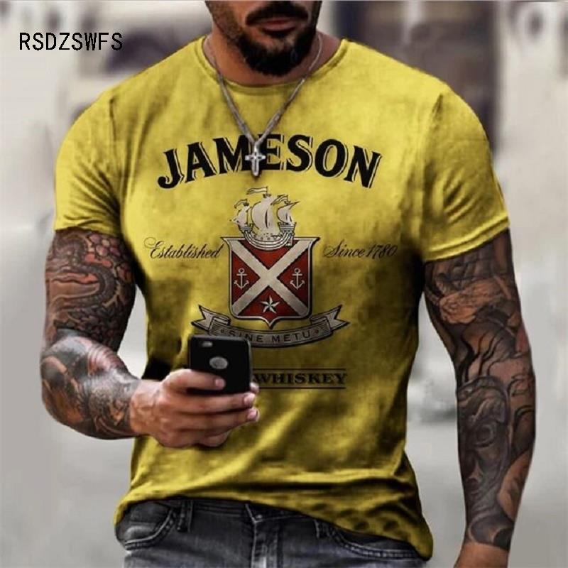 Summer Men&#39;s T-Shirt Street Personalized Fashion Blue LetterPrint  3D Clothes Large Size Mens