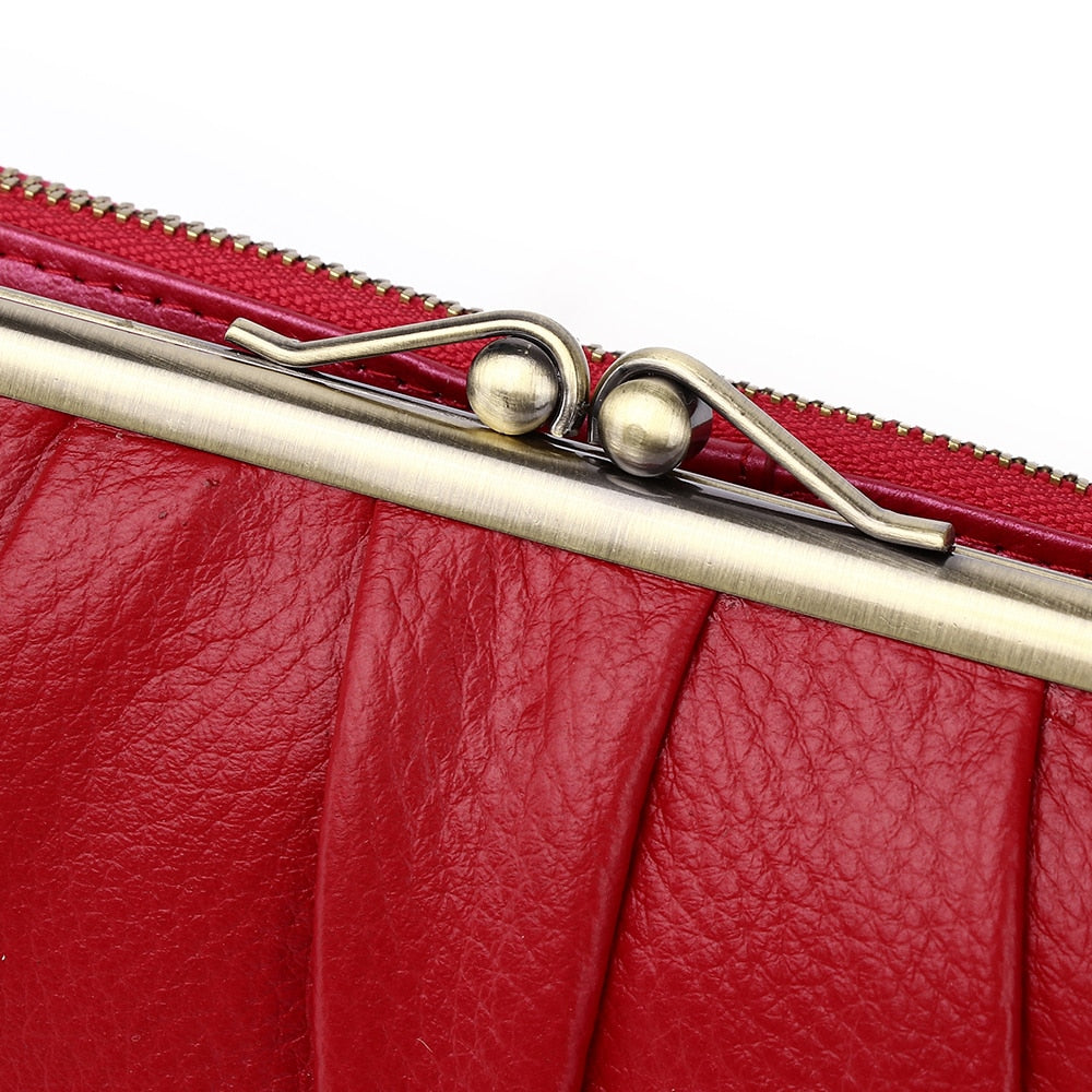 Unishow Genuine Leather Women Wallet Long Clip Women Purse Clutch Brand Designer Cow Leather Ladies Wallet Female Phone Purse