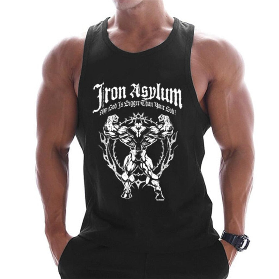Casual Printed Tank Tops Men Bodybuilding Sleeveless Shirt Cotton Gym Fitness Workout Clothes Stringer Singlet Male Summer Vest